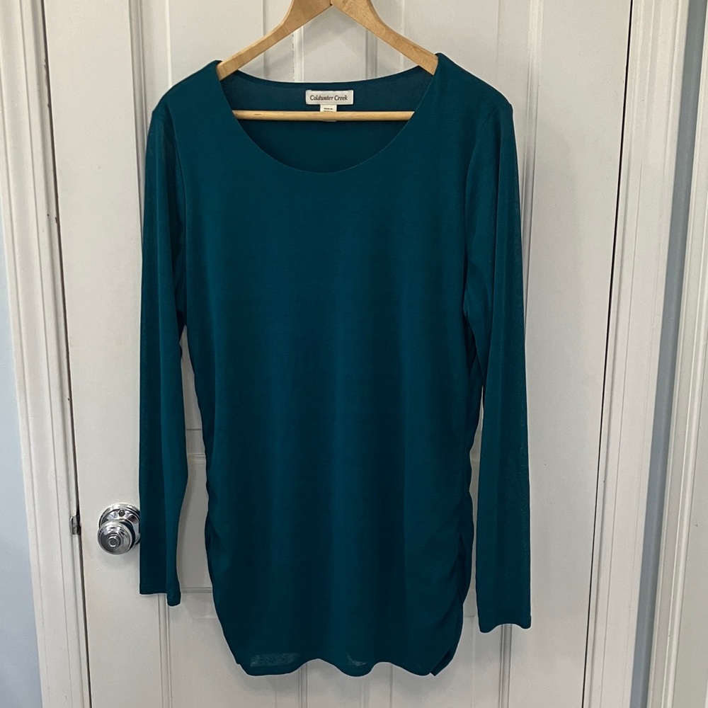 Coldwater Creek Deep Teal Long Sleeve Top w/ under shirt layer size XL / 16